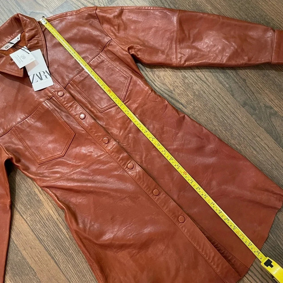 NWT Zara Limited Edition Leather Shirt Dress Small - Picture 9 of 13